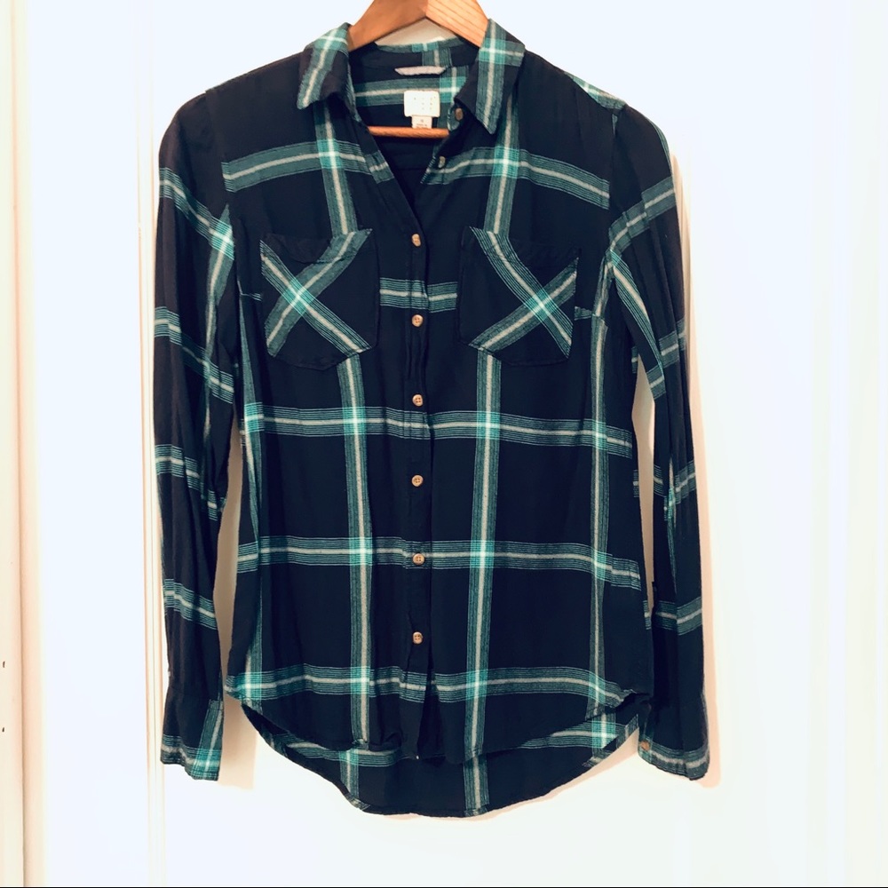 Blue Plaid Button-Down/flannel